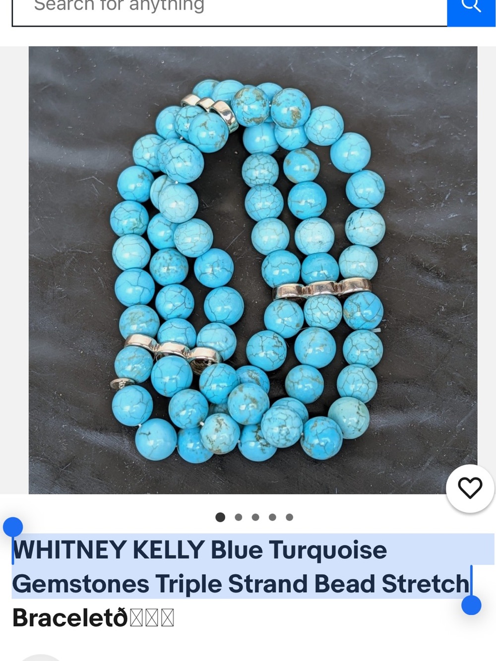Whitney Kelly Blue Turquoise Triple-Strand Stretch Bracelet